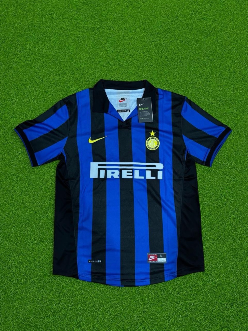 RETRO NIKE 1998/1999 INTER MILAN JAVIER ZANETTI 4 FOOTBALL JERSEY SIZE-L